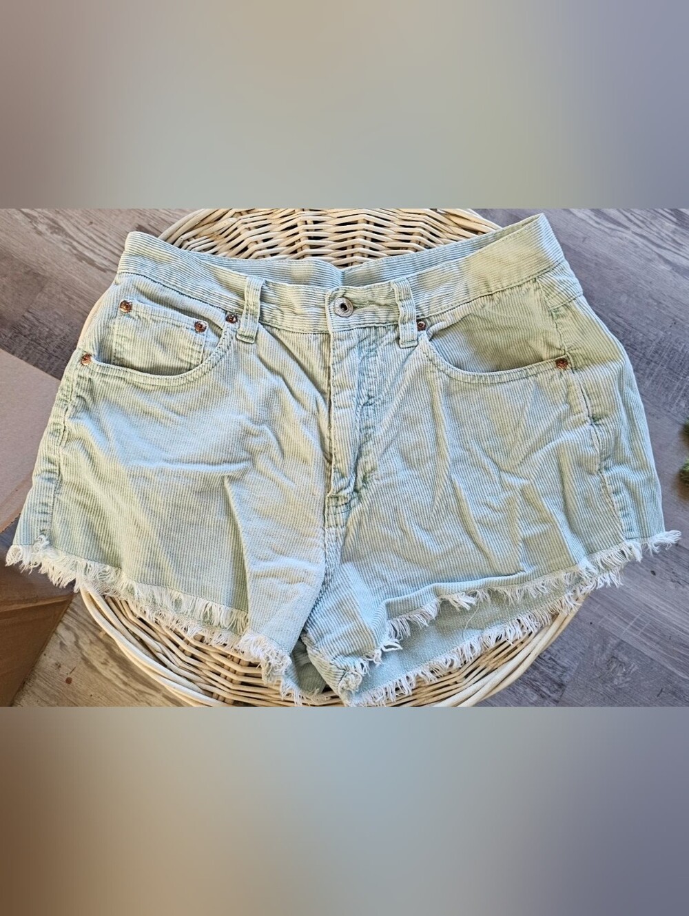 Express Light Blue Corduroy High-Rise Frayed Hem Shorts Size 7/8